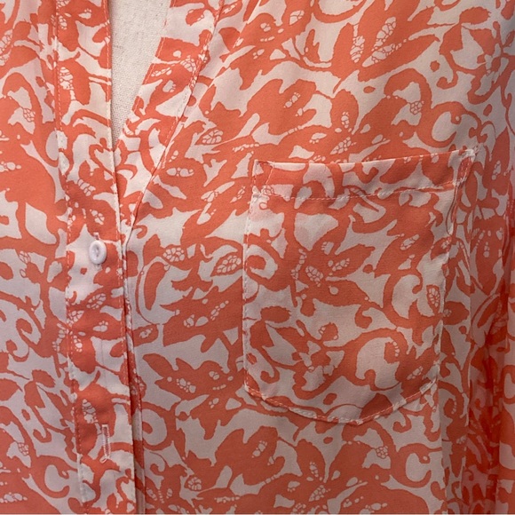 XTaren Cream, Tangerine Parsons Collar Blouse,  Variable Length Sleeves, Size L - Picture 6 of 8